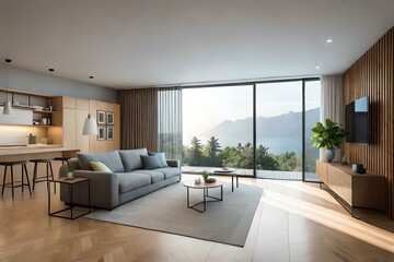 living room interior generative by AI technology