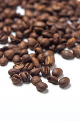 Coffee beans on white background