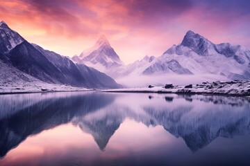 Naklejka na ściany i meble Snow Mountain Violet Landscape