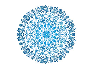 Blue palette gradient mandala on white background