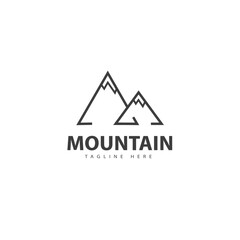Mountains simple logo design, with mountain elements, taking from the letter M as a logo symbol, suitable for brand logos of businesses, companies etc.