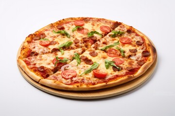 Pizza isolated on white, generative AI