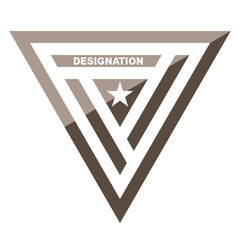 Triangle shape logo design element with designation lettering and star icon