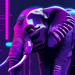Elephant neonpunk, cyberpunk
