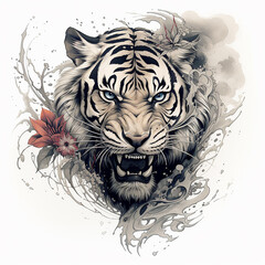 Tiger_Tattoo_flower.
Generative AI.