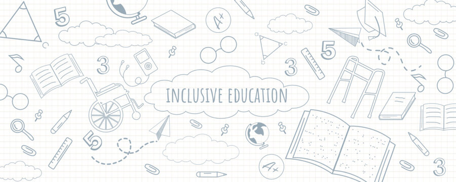 Inclusive education concepts banner or background. Aid for people with special needs. Equality