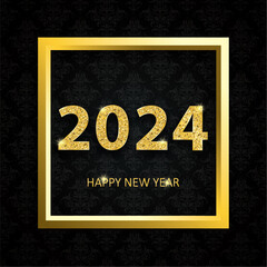 2024 Golden Frame Black Ornaments Wallpaper