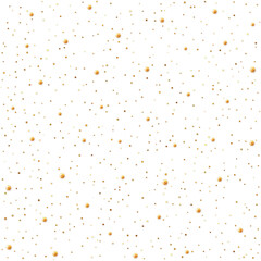 Seamless vector pattern of shining gold glitter scattered on a white background. Sparkling luminous glowing particles. A glamorous backdrop for an elegant wedding invitation or festive Christmas card.