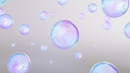 Abstract flowing circles on a pastel-colored background with white space. A sphere with a rainbow of colors in 3D. Template for a modern, minimalist gradient. a 3D rendering