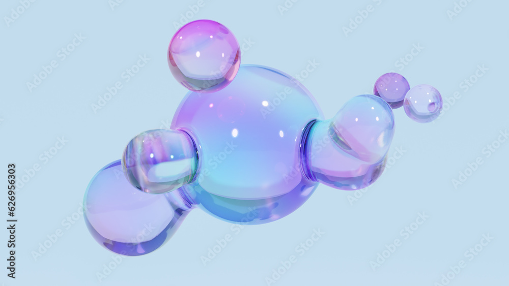 Poster abstract floating circles with space on a bright pastel-colored background. a 3d-colored sphere with