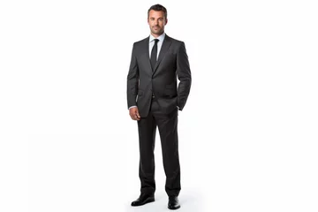Fototapete Vollmond portrait of a businessman person in full height. full body seen. wearing a business suit. handsome brunette man. looking forward. Generative AI