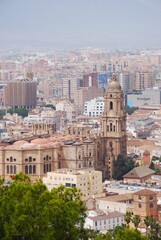 Fototapeta na wymiar Malaga City View overlooking the Cathedral 