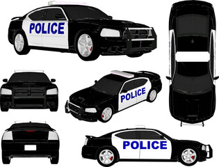 Vector sketch illustration of a police patrol car complete with sirens © nur