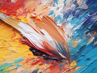 Photo of Close-up of a paintbrush stroke: Close-up shots of a paintbrush stroke reveal the texture, thickness, and the expressive marks created by the brush on the canvas or surface.