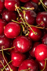 Close-up cherry. Fresh cherry food background. Healthy and fresh fruit