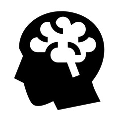 教育、脳を表す塗りつぶしスタイルのアイコン