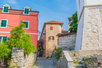 Old streets in historic town of Skradin in Dalmatia, Croatia