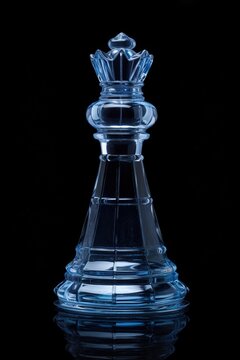 Crystal Glass Chess Pieces On Black