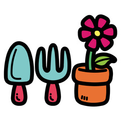 Garden tools filled outline icon style