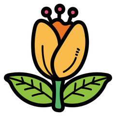 flower filled outline icon style