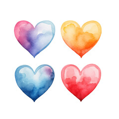 vector watercolor hand-drawn heart collection