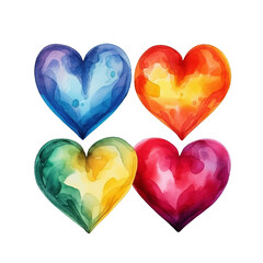 vector watercolor hand-drawn heart collection