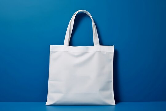 Mock-up of a white fabric bag with handles