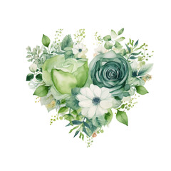 Free vector watercolor flowers in heart shape for Valentine