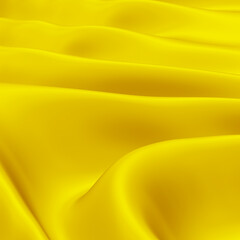 Golden silk cloth fabric background with smooth waves and curves in 3d rendering