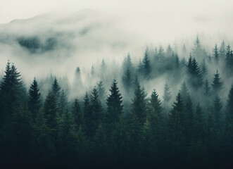 mist in the mountains and forest