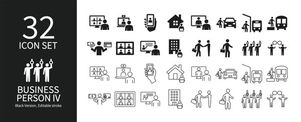 Pictogram set related to business people