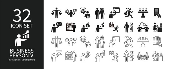 Pictogram set related to business people
