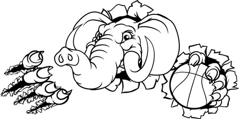 Elephant Basketball Ball Sports Animal Mascot