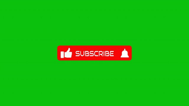 Youtube subscribe like bell icon button pop up clicked animation motion graphic with chroma green screen background clip template