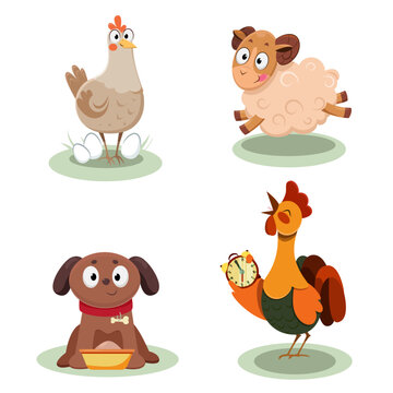 Animals, farm fun, children's illustration , vector graphics in flat style