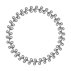 Fototapeta premium Floral circle round border flower frame ring for decoration ornament in vector illustration