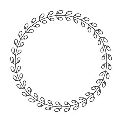 Floral circle round border flower frame ring for decoration ornament in vector illustration