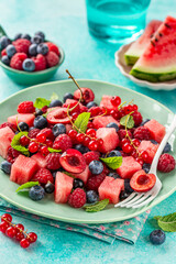 fresh watermelon and berries salad