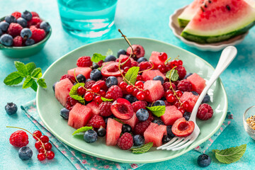 fresh watermelon and berries salad
