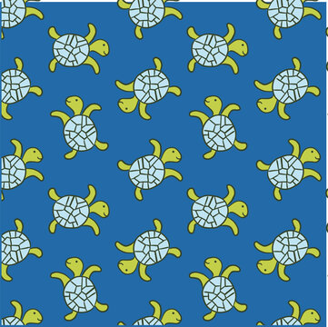 Cute turtle seamless repeat pattern for kids clothing, apparel, fabric, surface design