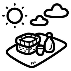 picnic line icon style