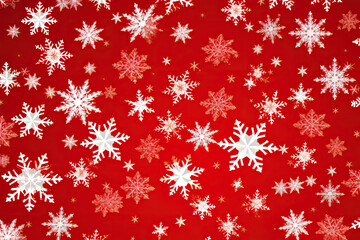 Naklejka na ściany i meble snowflakes on red background. Christmas background