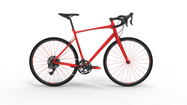 road bicycle side view with shadow 3d render