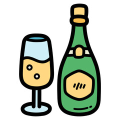 champagne filled outline icon style