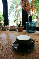 hot cofffee, cappuccino coffee or latte coffee or flat white