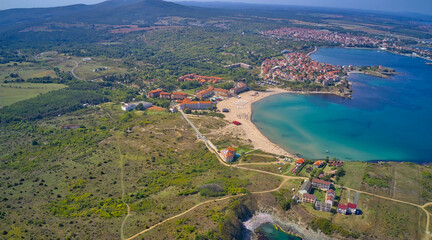 Southern coast of the Black Sea in Bulgaria from above. Drone photo. Top view of the sea and beaches © Mariia Human