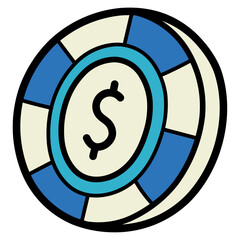 poker chip filled outline icon style