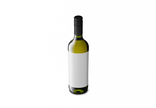 Mockup of wine bottle with customizable screw or cork top, label and color background