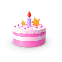 birthday cake with candles on transparent background