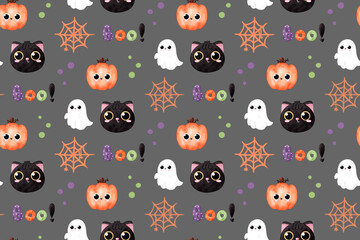 Halloween Background, Seamless Patterns, halloween, black cat, halloween pattern, cute background, pattern background, cute black cats